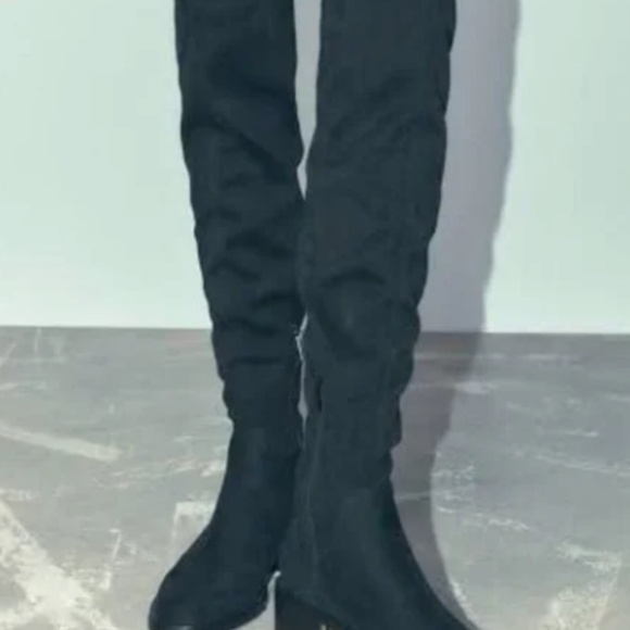 Zara Faux Suede Micro Fabric Knee High Boots - Picture 3 of 9